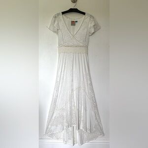 Anthropologie Farm Rio de Janeiro white burnout velvet dress size Medium